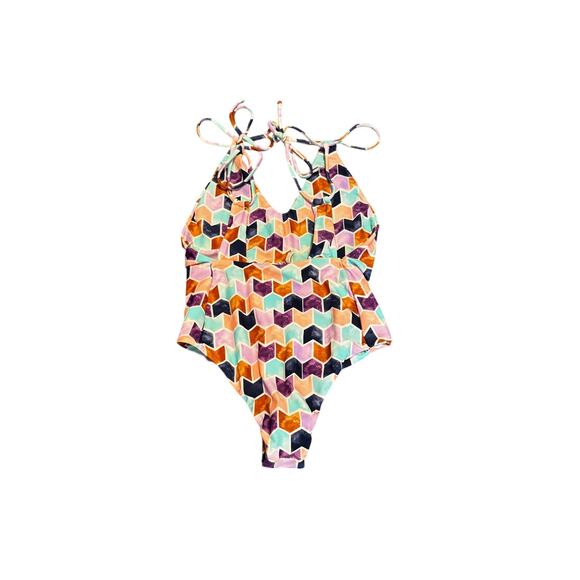 Tori Praver Seafoam Geometric Print One-Piece Swimsuit – Size M (NWT) - Picture 4 of 6